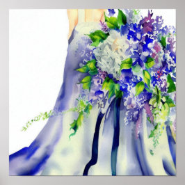 Poster Blues Vibrant, Bouquet en cascade nuptiale 2,