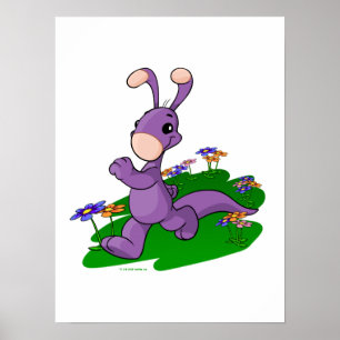 Poster Blumaroo pourpre défilant à travers l'île de Roo