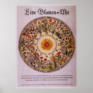Poster Blumenuhr Flower Horloge Art Vintage
