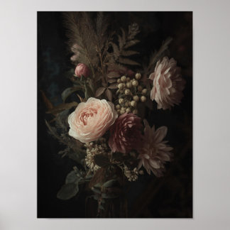 Poster Blush Bouquet Vintage Floral Study