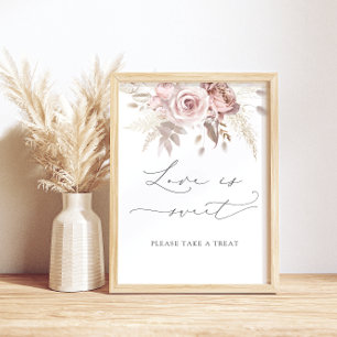 Poster Blush Dusty Rose Floral Love is Sweet Take a Treat