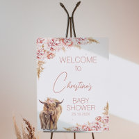 Blush Floral Boho Highland Baby shower de veau de