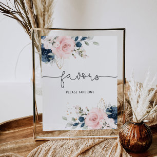 Poster Blush floral marine Favorisez s'il vous plaît pren