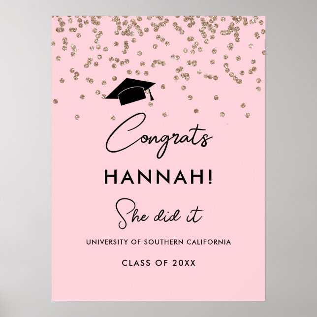 Poster Blush Graduate Grad Party classe de 2023 Digital (Devant)