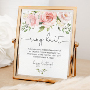 Poster Blush rose floral bague chasse nuptiale jeu de dou