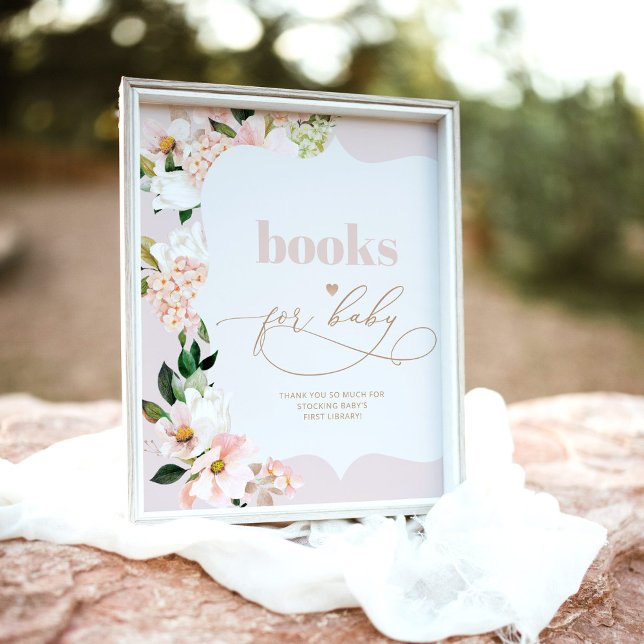 Poster Blush rose floral Books for baby girl shower (Créateur téléchargé)