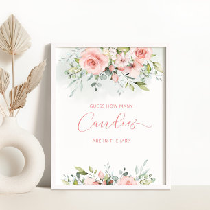 Poster Blush rose floral deviner combien de bonbons