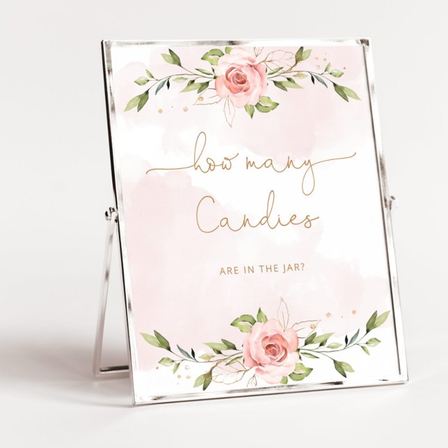 Poster Blush rose floral or devinez combien de bonbons (Créateur téléchargé)