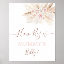 Poster Blush rose Tropical How Big is Mommy's Belly sign