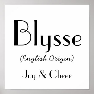 Poster Blysse Origine Anglaise Avec Signification En Blan