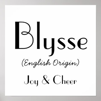 Poster Blysse Origine Anglaise Avec Signification En Blan