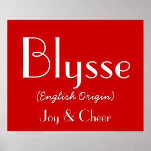 Poster Blysse Origine Anglaise Avec Signification En Roug