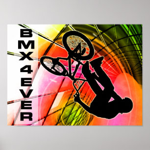 Poster BMX en lignes et cercles BMX 4 Jamais