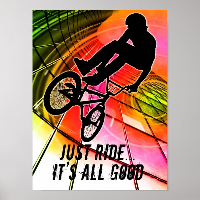 Poster BMX en lignes et cercles Tout est bon (Devant)