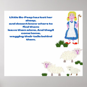 Poster Bo Peep rime de pépinière à pointillés fantaisie
