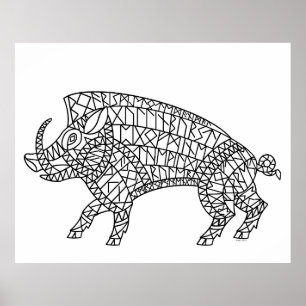 Poster Boar sauvage avec Runes