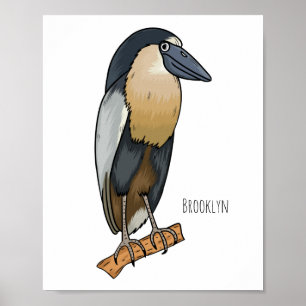 Poster Boat-billed heron bird cartoon