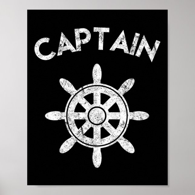 Poster Boat Captain Wheel Sailboat Boating Sailor Gifts  (Devant)