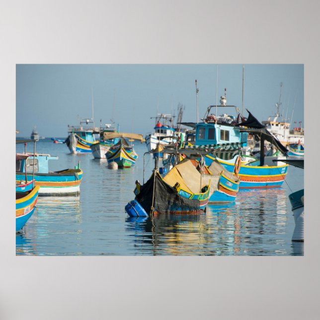 Poster Boats maltais | Marsaxlokk à Malte (Devant)