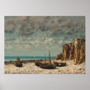 Poster Boats on a Beach - Gustave Courbet Fine Art
