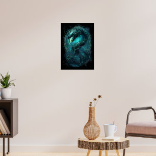 Poster Bobine Spectrale Cyberpunk Serpent Art Sombre