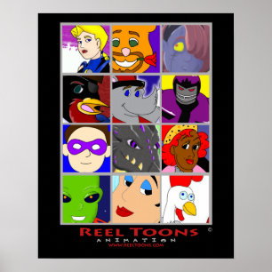 Poster Bobine Toons : Copie de collage de caractère