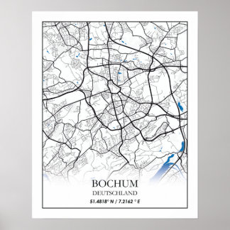 Poster Bochum Deutschland City Map Voyage Simple Minimal