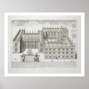 Poster Bodleian Library, Oxford, from 'Oxonia Illustrata'