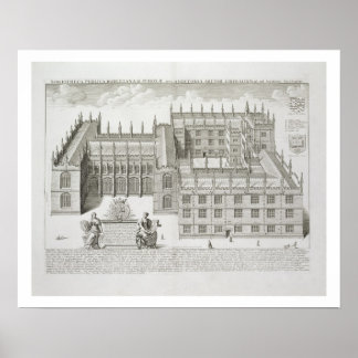 Poster Bodleian Library, Oxford, from 'Oxonia Illustrata'