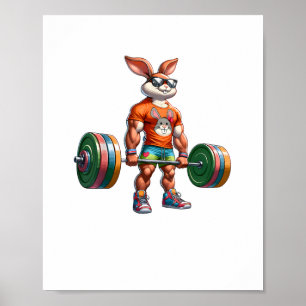 Poster Bodybuilder Bunny de Pâques Powerlifter Deadlife G