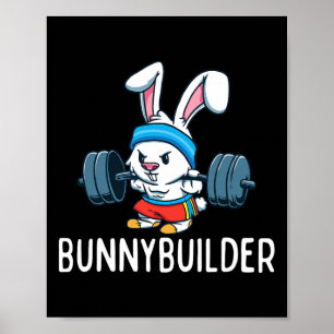 Poster Bodybuilder Bunny Pâques Bunnybuilder Fitness Sall