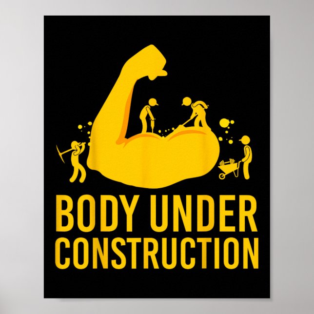 Poster Bodybuilder corps en construction Funny Gym corps (Devant)