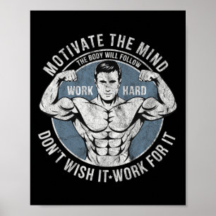 Poster Bodybuilder Old School Vintage 80s Poids Sports B