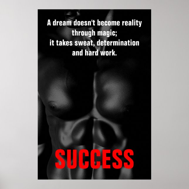 Poster Bodybuilding Fitness Inspirational Black & White (Devant)