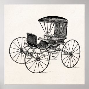 Poster Boguet antique hippomobile de chariot vintage de