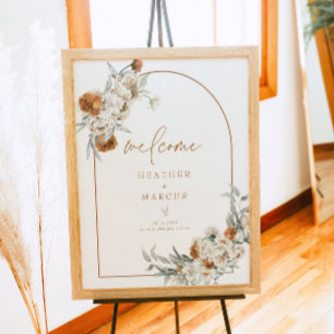 Poster BOHEME Terracotta Floral Boho Baby shower Bienvenu