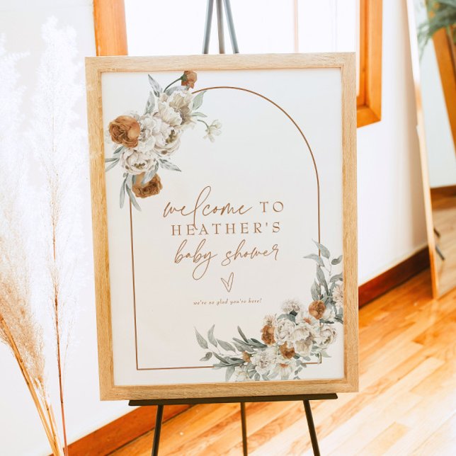 Poster BOHEME Terracotta Floral Boho Baby shower Bienvenu (Créateur téléchargé)