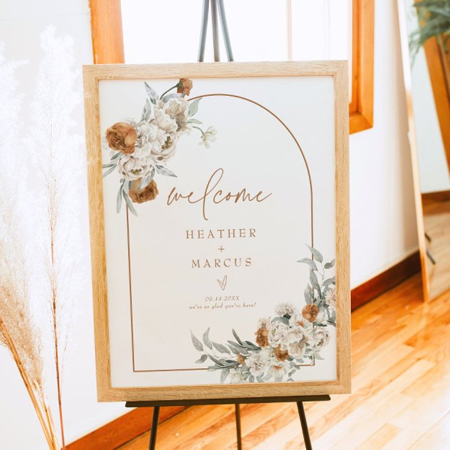 Poster BOHEME Terracotta Floral Boho Baby shower Bienvenu (Créateur téléchargé)