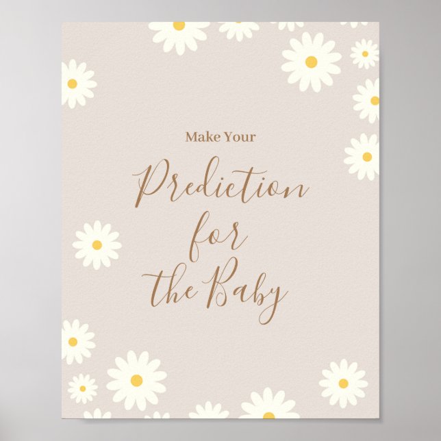 Poster Bohemian Daisy Floral Prédictions pour bébé (Devant)