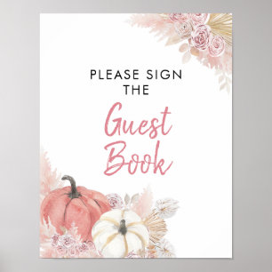 Poster Bohemian Fall in Love Citrouille Guest Book