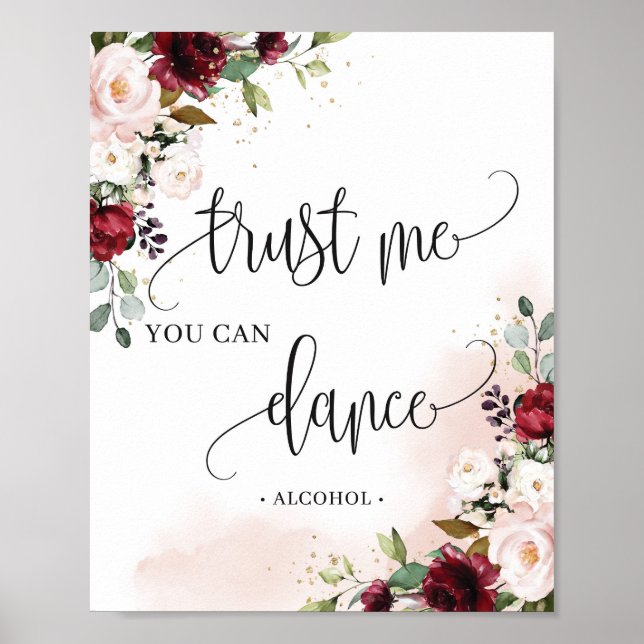 Poster Bohemian Trust me vous pouvez danser burgundy sign (Devant)