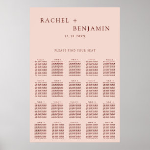 Poster Bohemian Wedding Find your Seat Elegant Terracotta