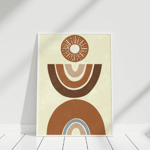 Poster Boho Abstrait Earth Tone Folk et Rainbow