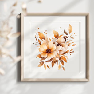 Poster Boho Aquarelle Fleurs Beige Splash Art Splatter