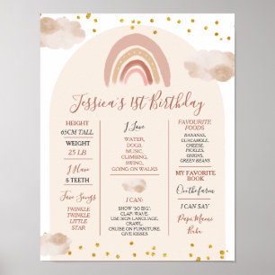 Poster Boho Arc-en-ciel Onederer 1ère année Anniversaire 