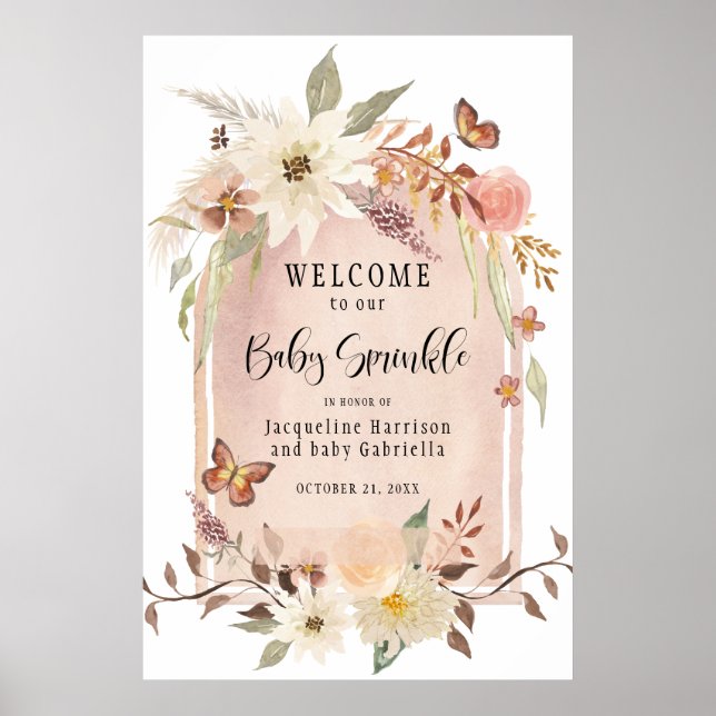 Poster BOHO Arc Moderne Automne Floral Sprinkl Bienvenue (Devant)