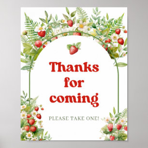 Poster Boho Arch Berry Sweet Strawberry merci d'être venu