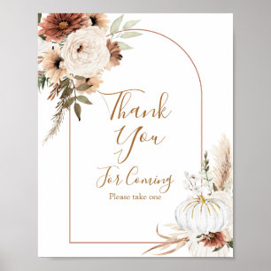 Poster Boho Arch Citrouille Blanche Merci d'être venu