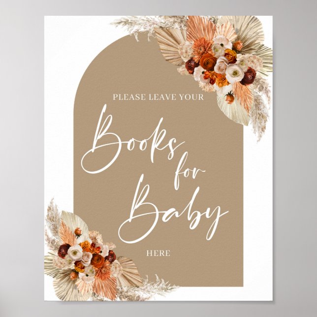 Poster Boho arch Terracotta pampas grass Livres pour bébé (Devant)