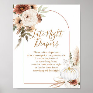 Poster Boho Arch White Citrouille Floral Night Diapos